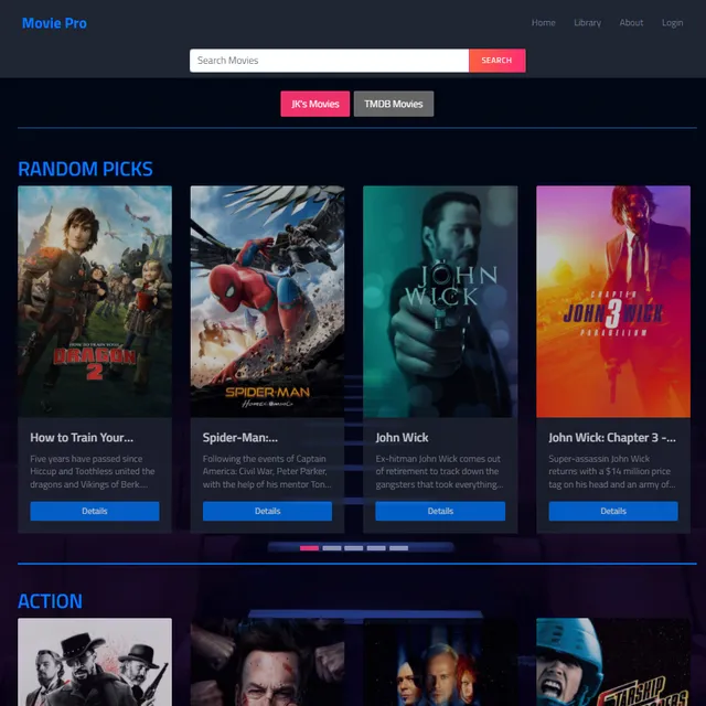 Movie Pro home page