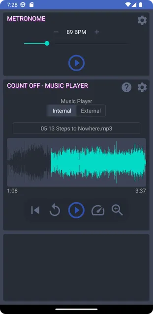 PrePlay metronome and music player